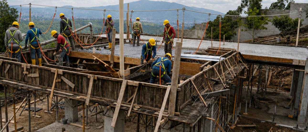 1. Construcción de losa y estructura de hormigón – Casa Cocotog Mateo – ARDICOMETAL.. 1. Construcción de losa y estructura de hormigón – Casa Cocotog Mateo – ARDICOMETAL..