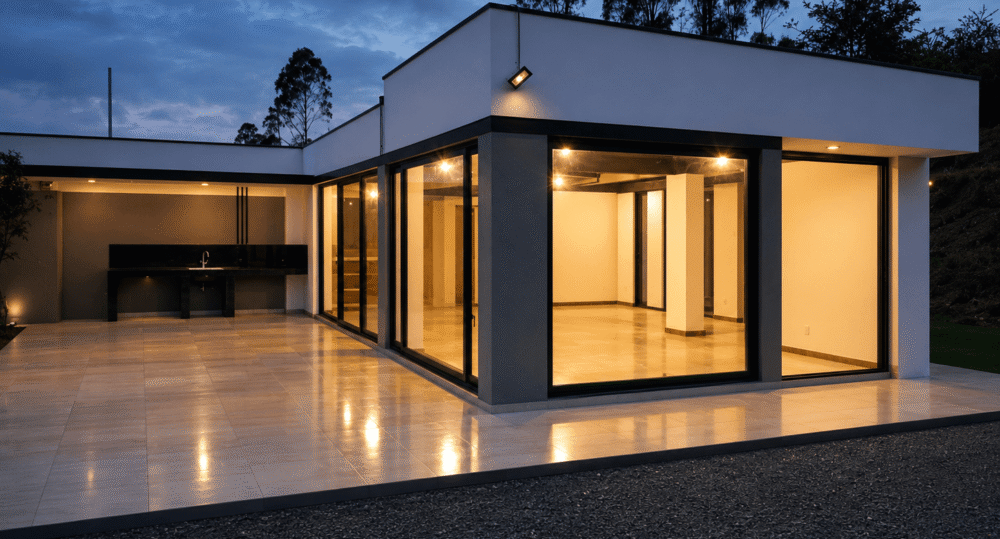 1. Fachada y ventanales de vivienda terminada – Casa Cocotog Mateo – ARDICOMETAL