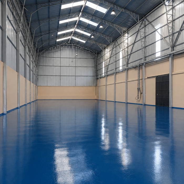 Galpón industrial terminado con piso epóxico – Plastiflan – ARDICOMETAL